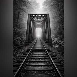 Black and White Railway Bridge Art Print 8x10 Glossy Photo